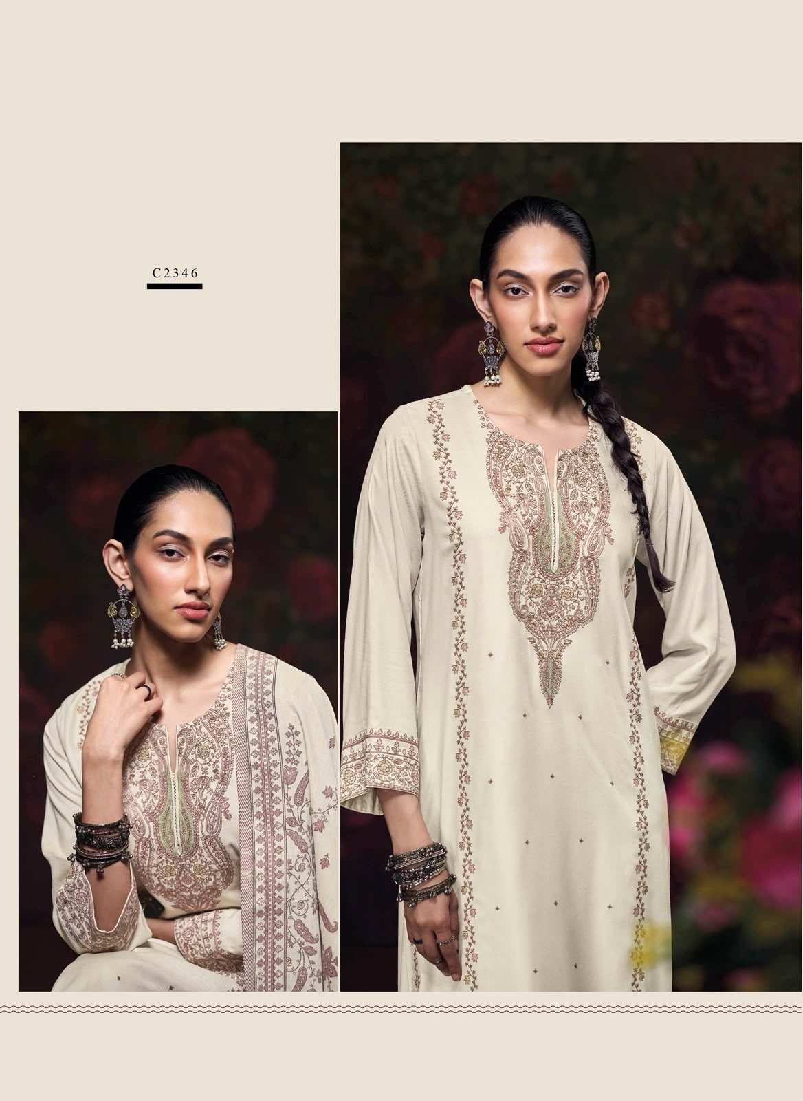 Ganga premium suits – Cream – image 12